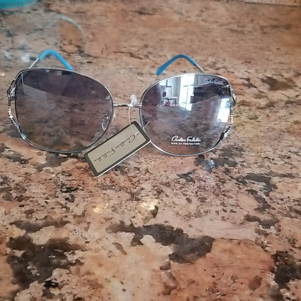 Carlos Falchi Blue Glitter Sunglasses